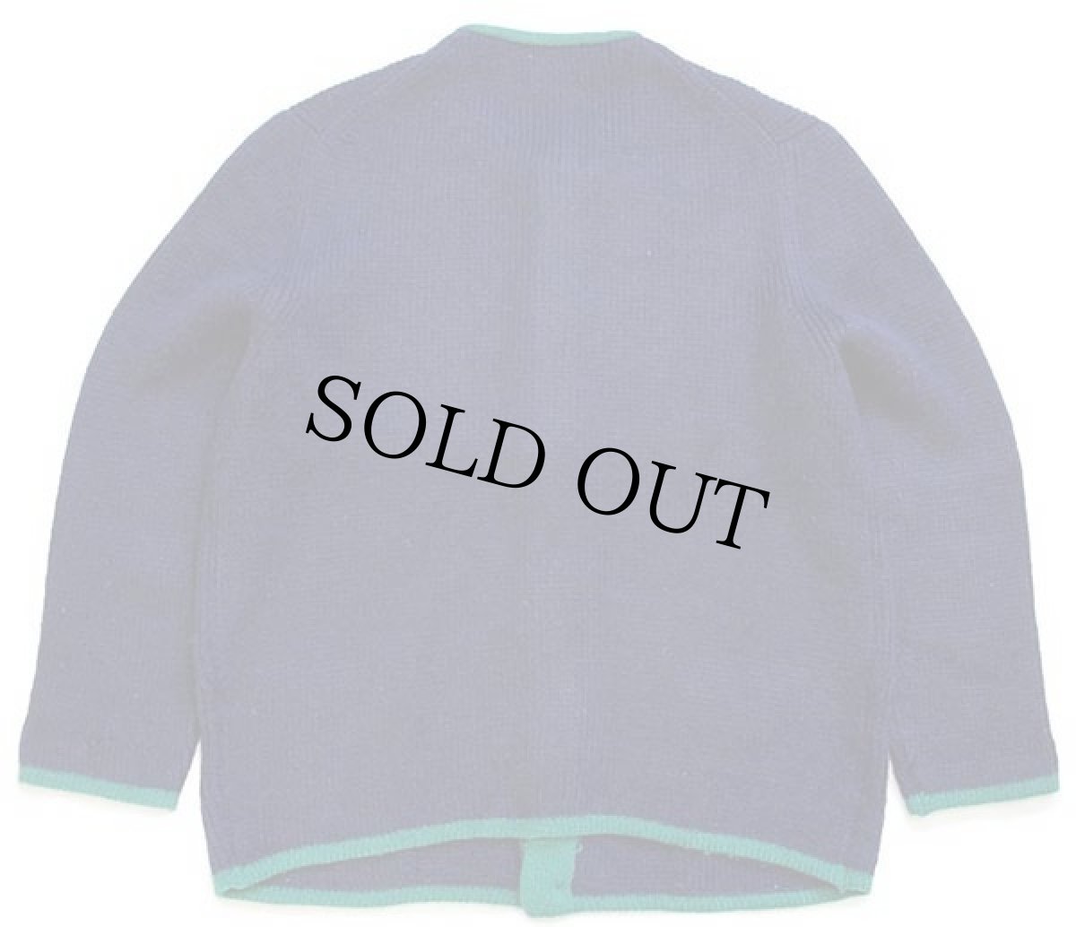 画像2: 70s GHEDINA ZUCCARO ノーカラー チロリアン ローゲージ アルパカ×アクリルニット カーディガン 紺×緑 54 (2)