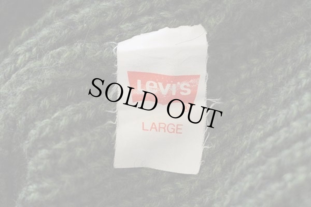 画像4: 90s イタリア製 Levi'sリーバイス ロゴ刺繍 ローゲージ アルパカ×ウール×アクリルニット カーディガン 緑 L★A ユーロ (4)