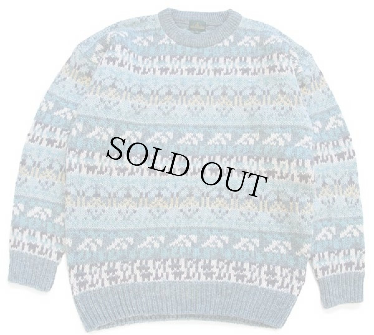 画像1: 90s JOHN MULLIGAN ノルディック柄 ウールニット セーター M (1)