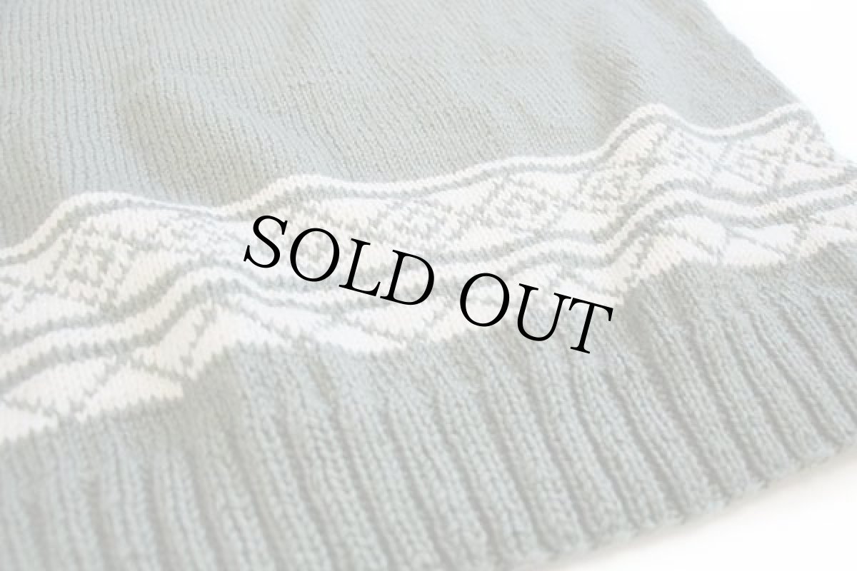 画像5: UNKNOWN サンダーバード ネイティブ柄 ウール ハンドニット セーター 薄緑×ナチュラル (5)