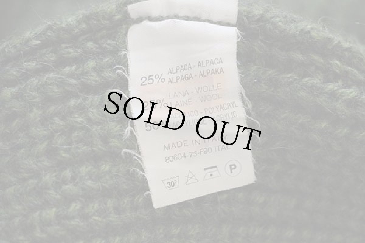 画像5: 90s イタリア製 Levi'sリーバイス ロゴ刺繍 ローゲージ アルパカ×ウール×アクリルニット カーディガン 緑 L★A ユーロ (5)