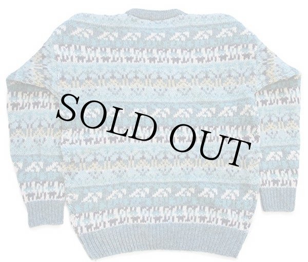 90s JOHN MULLIGAN ノルディック柄 ウールニット セーター M