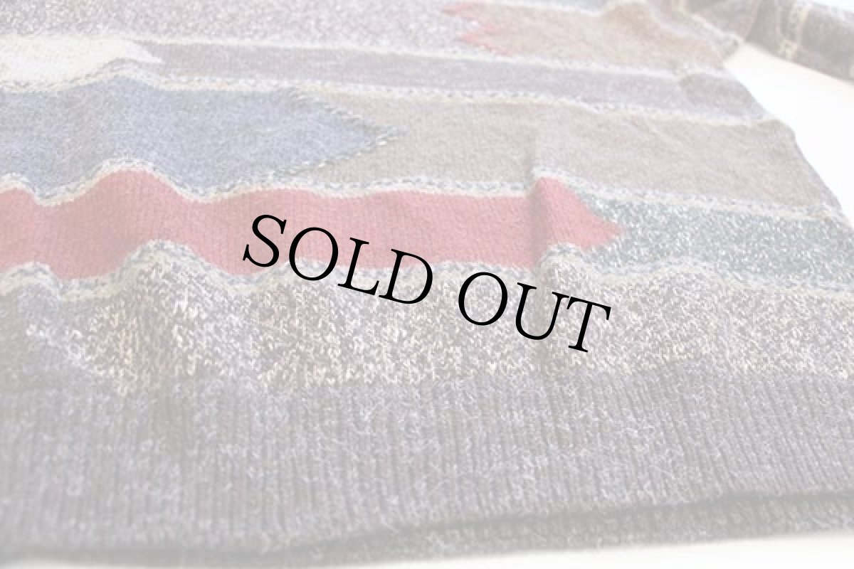 画像5: 90s イタリア製 SouthCoast ボーダー 切り替え デザイン シェットランドウール×アクリル×アルパカニット セーター 54 (5)