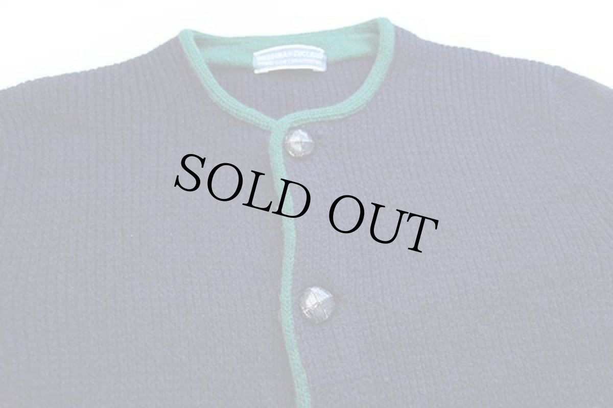 画像3: 70s GHEDINA ZUCCARO ノーカラー チロリアン ローゲージ アルパカ×アクリルニット カーディガン 紺×緑 54 (3)