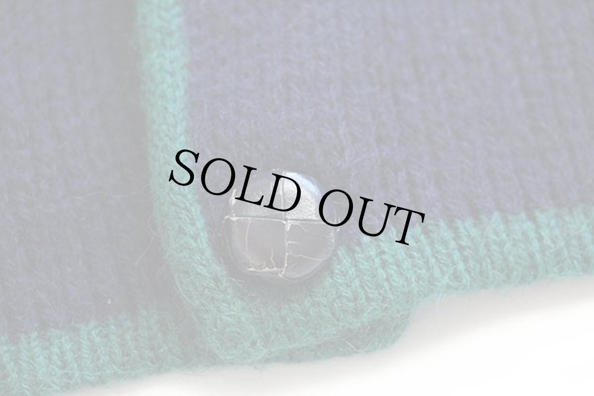 画像5: 70s GHEDINA ZUCCARO ノーカラー チロリアン ローゲージ アルパカ×アクリルニット カーディガン 紺×緑 54 (5)