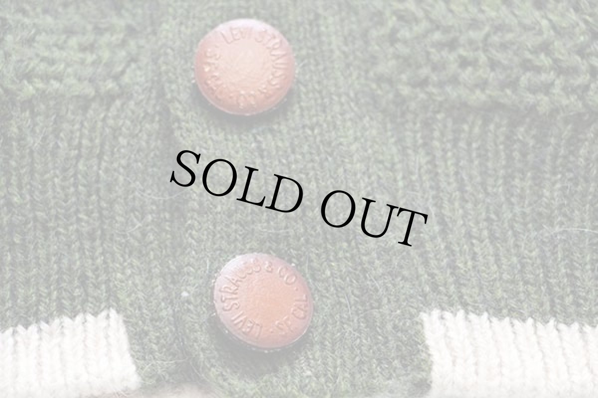 画像6: 90s イタリア製 Levi'sリーバイス ロゴ刺繍 ローゲージ アルパカ×ウール×アクリルニット カーディガン 緑 L★A ユーロ (6)