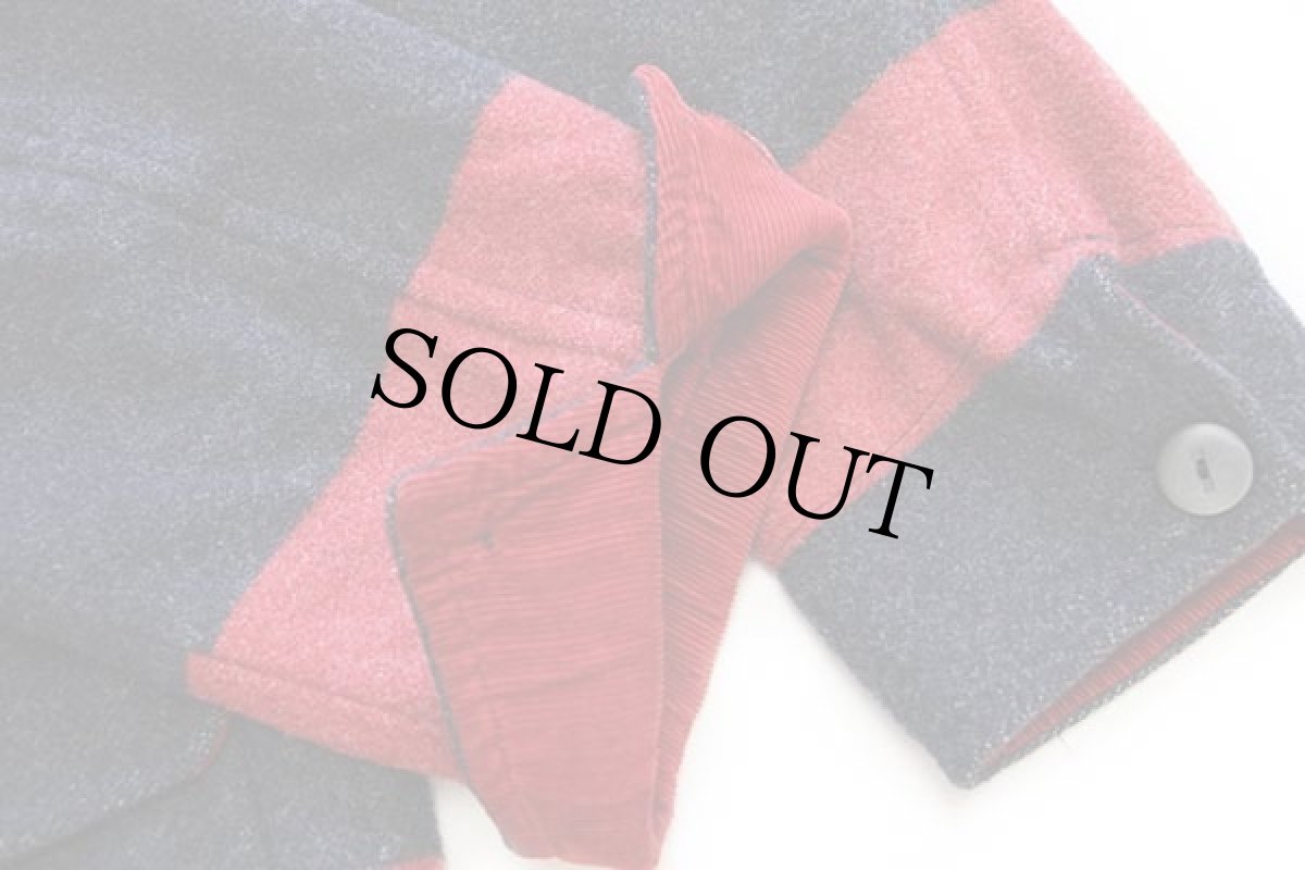 画像7: 90s イタリア製 BENETTONベネトン マルチボーダー キルティングライナー ウール ブランケット コート 48 (7)