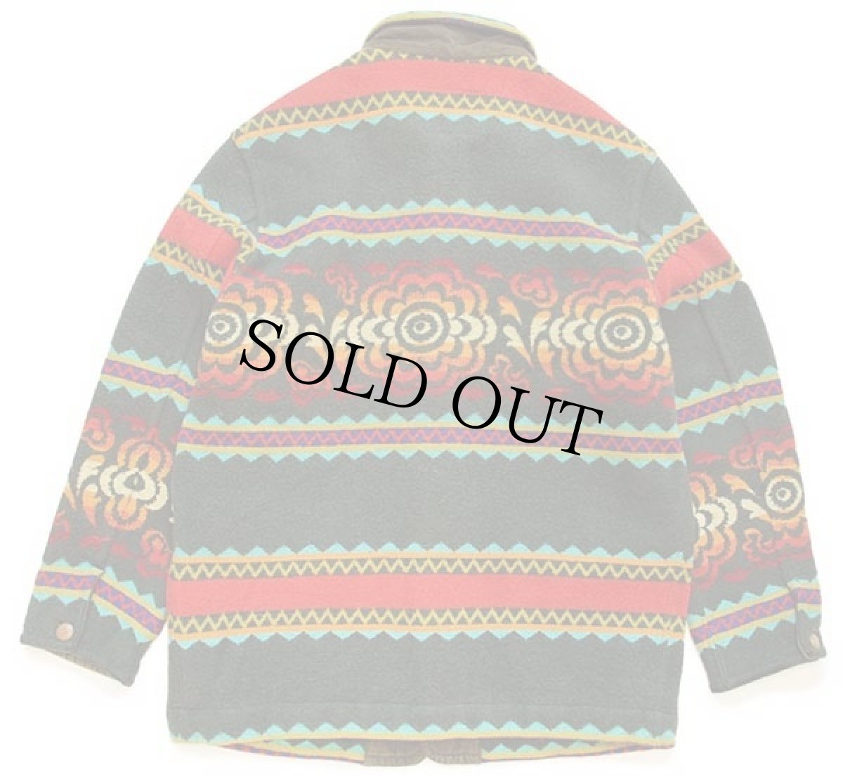 画像2: 90s イタリア製 BENETTONベネトン フォークロア柄 ウール ブランケット コート 48 (2)