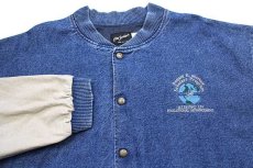 画像3: 80s USA製 Four Seasons 地球 刺繍 ツートン 切り替え デニムジャケット XL (3)