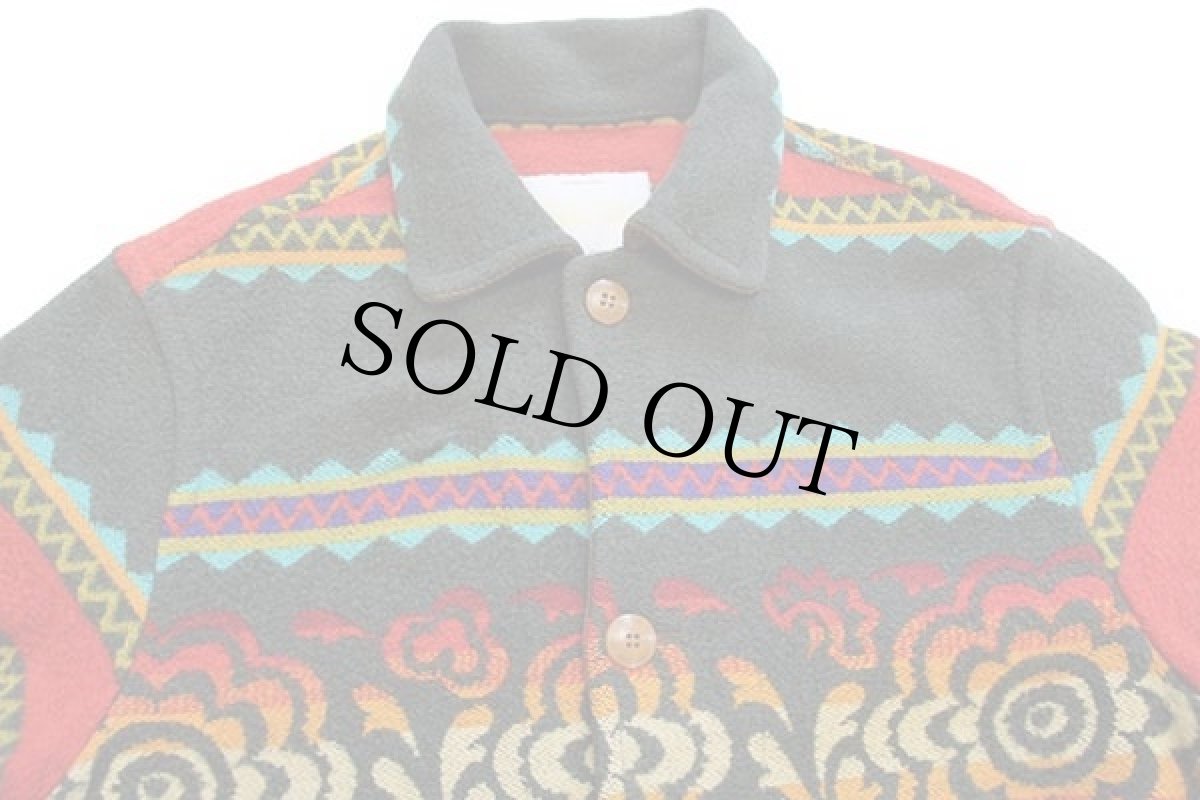 画像3: 90s イタリア製 BENETTONベネトン フォークロア柄 ウール ブランケット コート 48 (3)