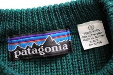 画像4: 80s patagoniaパタゴニア デカタグ 無地 ローゲージ ウールニット セーター 緑 S (4)