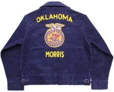 画像1: FFA OKLAHOMA チェーン刺繍&パッチ付き コットン コーデュロイ ファーマーズジャケット 紺 42 (1)