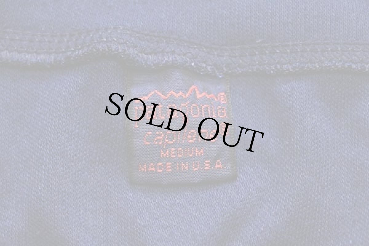 画像4: 80s USA製 patagoniaパタゴニア WALLACE BERRRY CAPILENEキャプリーン ヘンリーネック アンダーシャツ 紺 M (4)