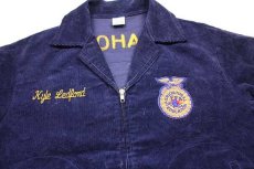 画像3: FFA OKLAHOMA チェーン刺繍&パッチ付き コットン コーデュロイ ファーマーズジャケット 紺 42 (3)