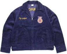 画像2: FFA OKLAHOMA チェーン刺繍&パッチ付き コットン コーデュロイ ファーマーズジャケット 紺 42 (2)