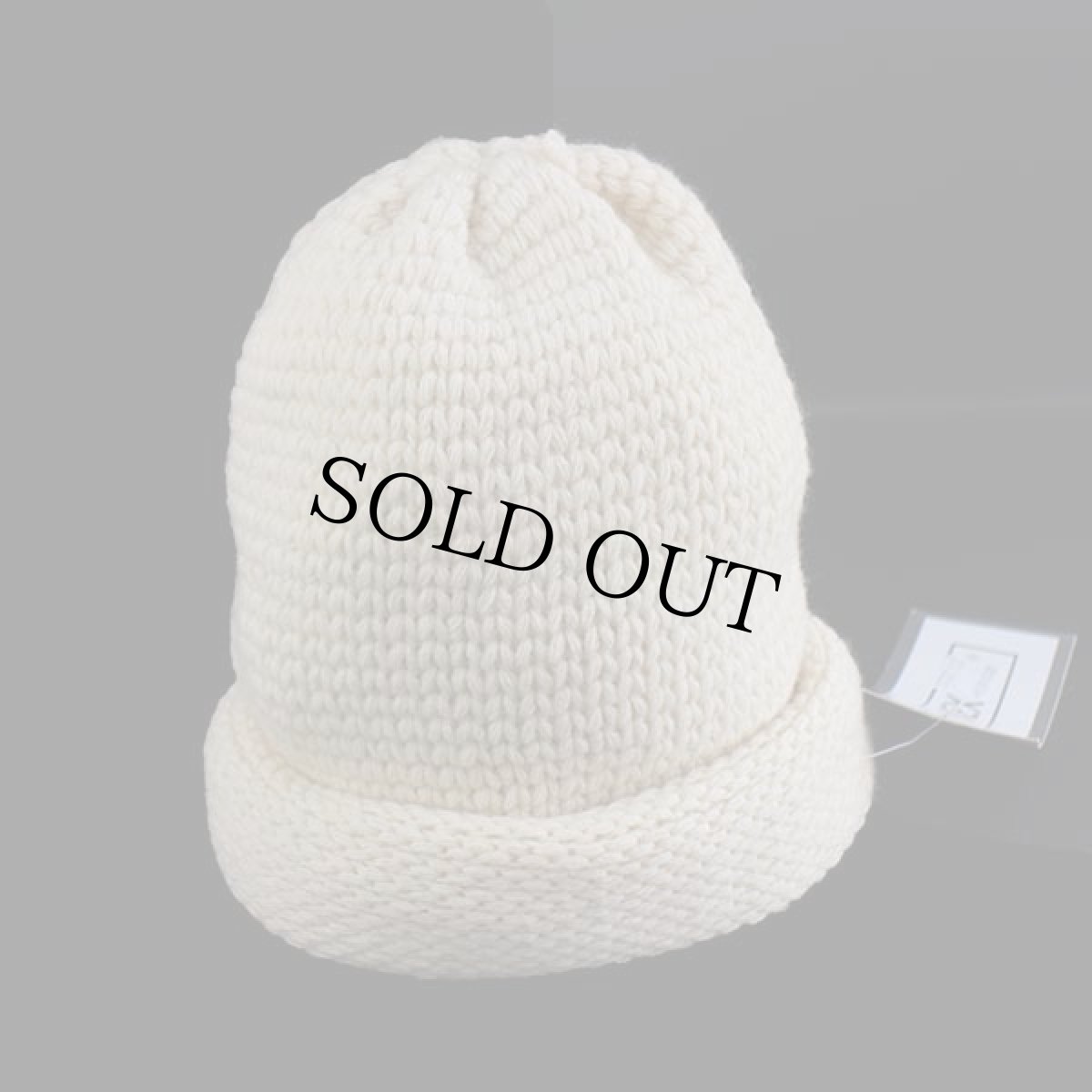 画像2: デッドストック★イタリア製 NEXOS ロール ローゲージ ウール ニットキャップ ナチュラル (2)