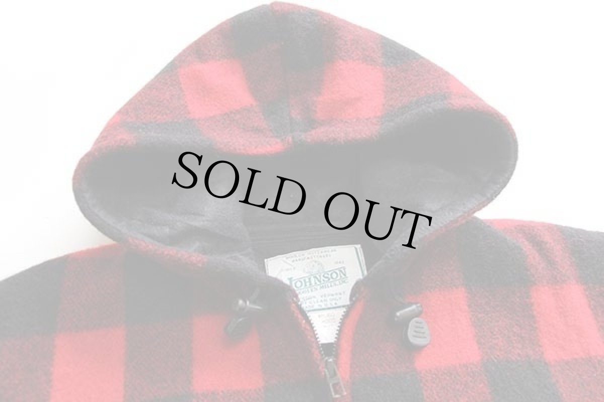 画像3: 90s USA製 JOHNSONジョンソン バッファローチェック キルティングライナー ウール マウンテンパーカー 赤×黒 M (3)