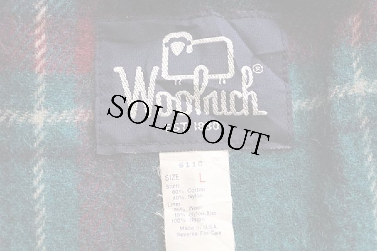 画像4: 80s USA製 Woolrichウールリッチ タータンチェック ウールライナー マウンテンパーカー 紺 L (4)