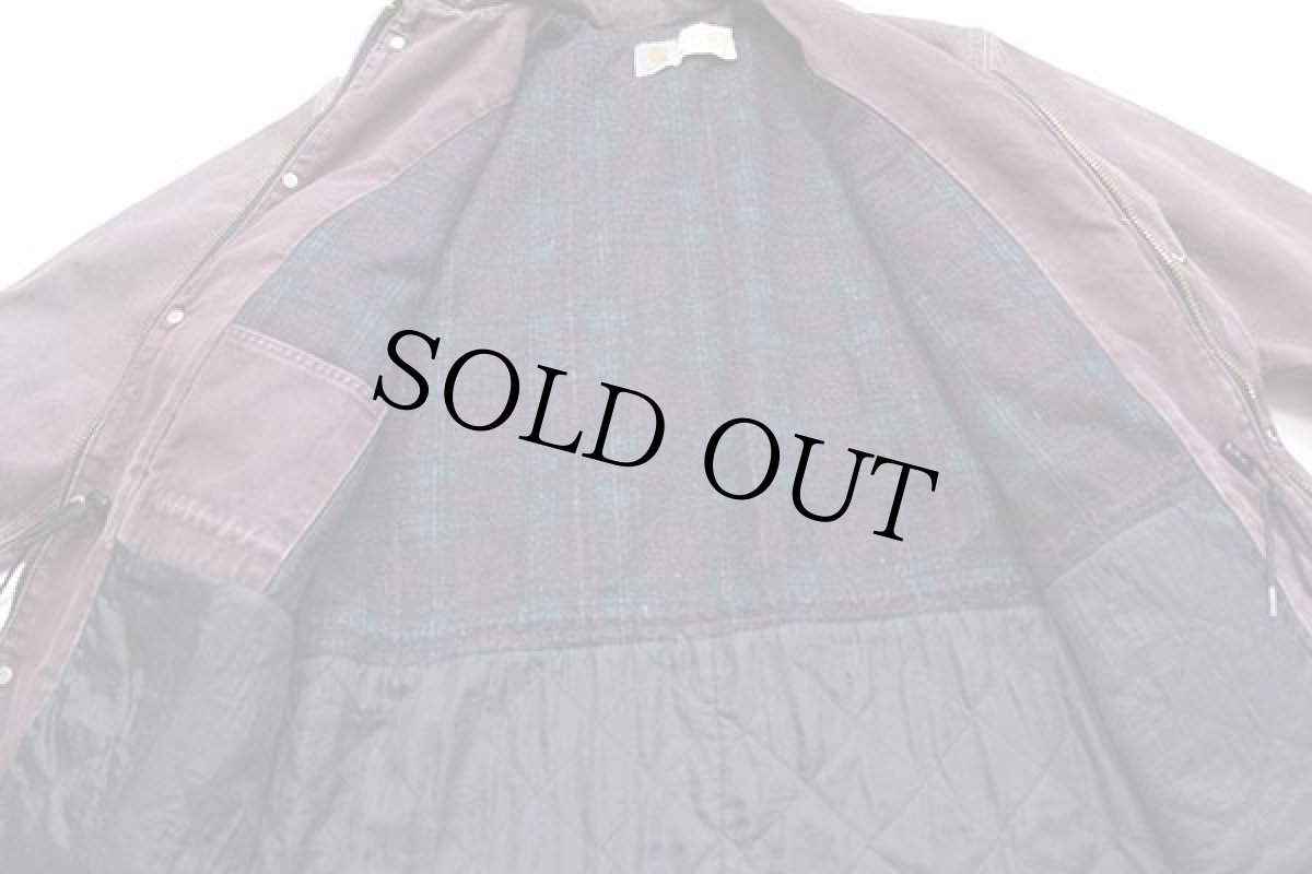 画像5: 80s USA製 carharttカーハート ブランケットライナー ダック地 マウンテンコート ボロ バーガンディ フェード XL (5)