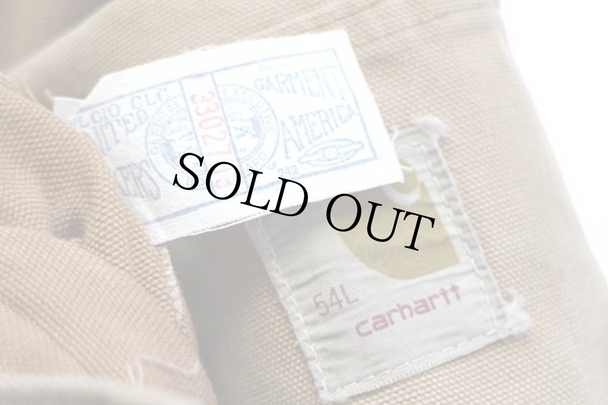 画像4: 70s USA製 carharttカーハート ブランケットライナー ダック地 チョアコート カバーオール ボロ 茶 フェード 54L★特大 (4)