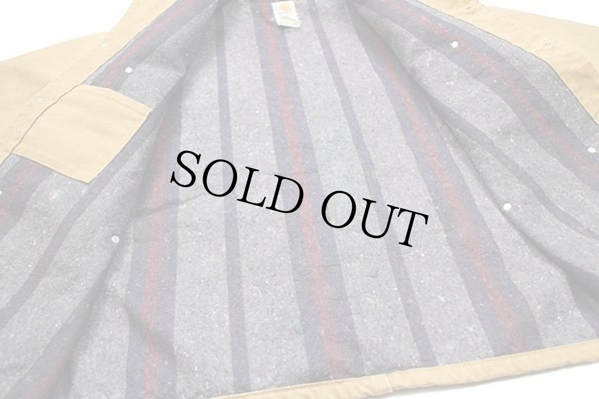 画像6: 00s USA製 carharttカーハート ブランケットライナー ダック地 チョアコート カバーオール 茶 フェード 56★特大 (6)