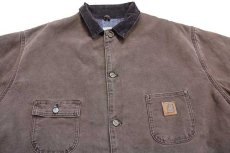 画像3: 00s USA製 carharttカーハート ブランケットライナー ダック地 チョアコート カバーオール 焦げ茶 3XL★特大 (3)