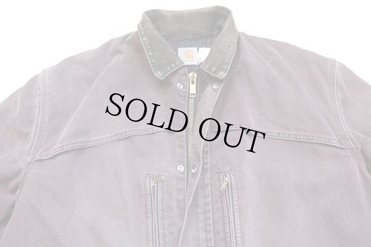 画像3: 80s USA製 carharttカーハート ブランケットライナー ダック地 マウンテンコート ボロ バーガンディ フェード XL (3)