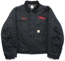 画像1: メキシコ製 carharttカーハート miller TRUCK LINES 刺繍 キルティングライナー ダック地 トラディショナルジャケット 黒 2XL★特大 (1)