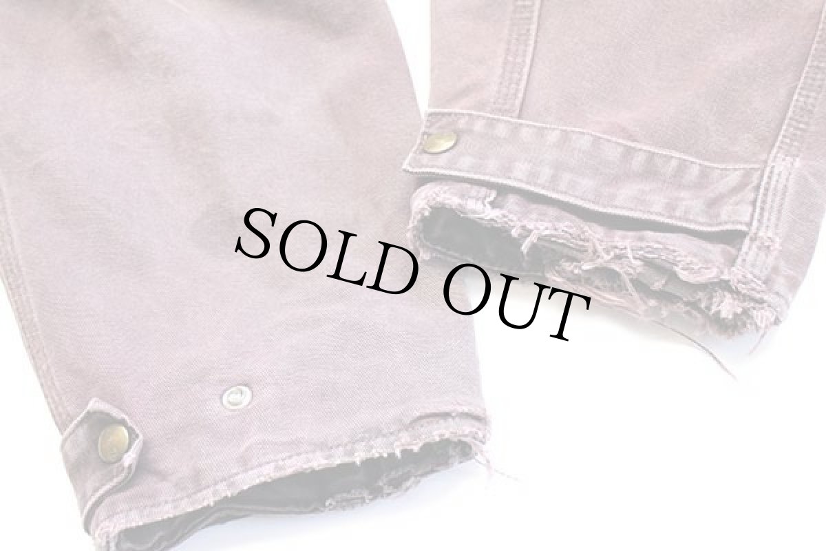 画像8: 80s USA製 carharttカーハート ブランケットライナー ダック地 マウンテンコート ボロ バーガンディ フェード XL (8)