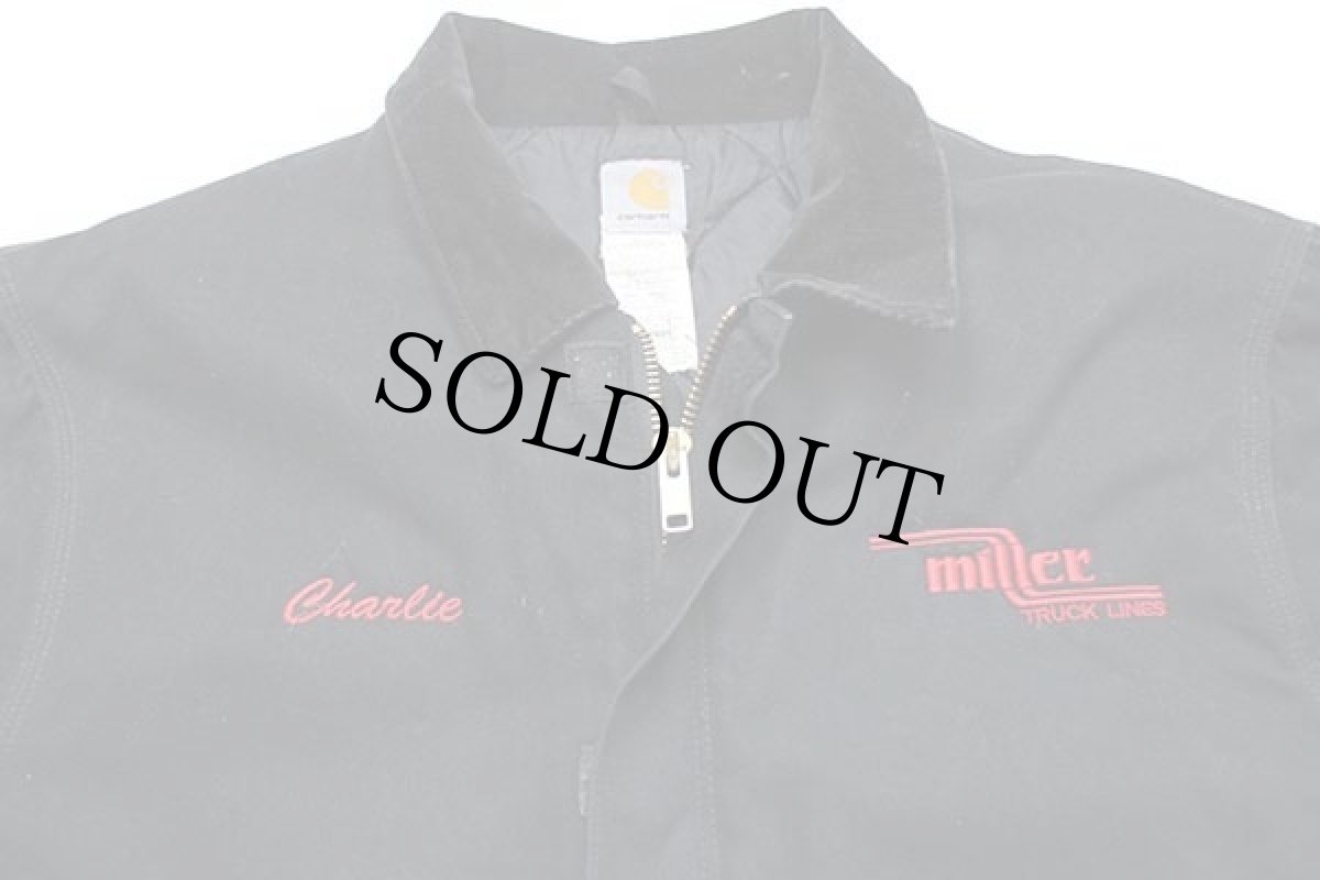 画像3: メキシコ製 carharttカーハート miller TRUCK LINES 刺繍 キルティングライナー ダック地 トラディショナルジャケット 黒 2XL★特大 (3)