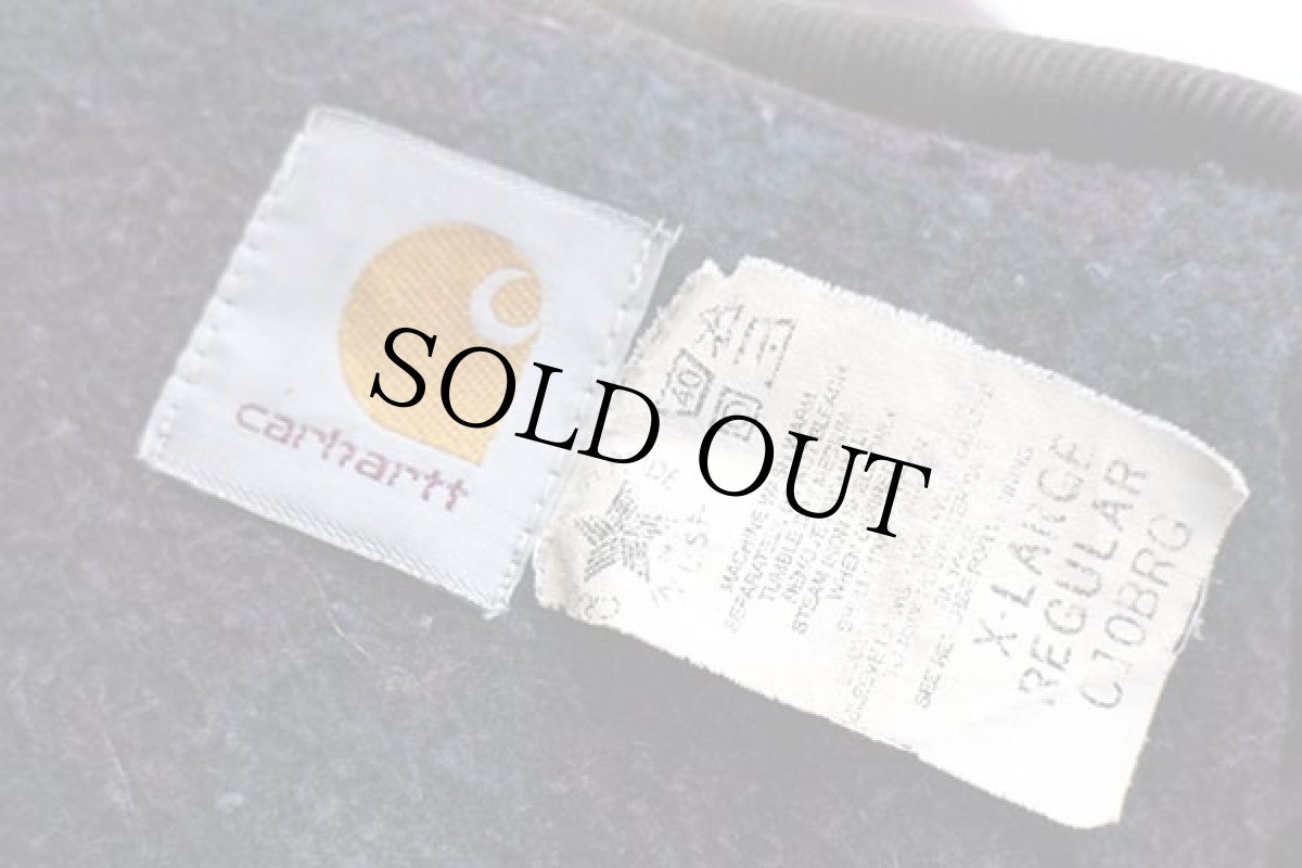 画像4: 80s USA製 carharttカーハート ブランケットライナー ダック地 マウンテンコート ボロ バーガンディ フェード XL (4)