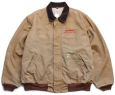 画像1: USA製 carharttカーハート TRU CHECK 刺繍 FR ダック地 ワークジャケット 茶 XL (1)