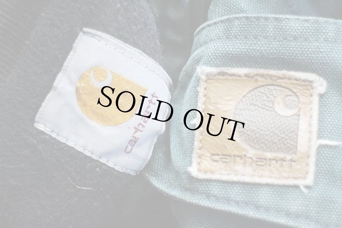 画像4: 90s carharttカーハート キルティングライナー サンドストーン ダック地 ランチコート 緑 (4)