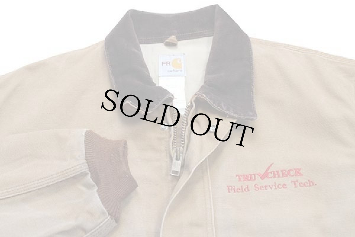 画像3: USA製 carharttカーハート TRU CHECK 刺繍 FR ダック地 ワークジャケット 茶 XL (3)