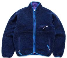 画像1: 90s USA製 patagoniaパタゴニア グリセード リバーシブル フリースジャケット 紺×紫 S (1)