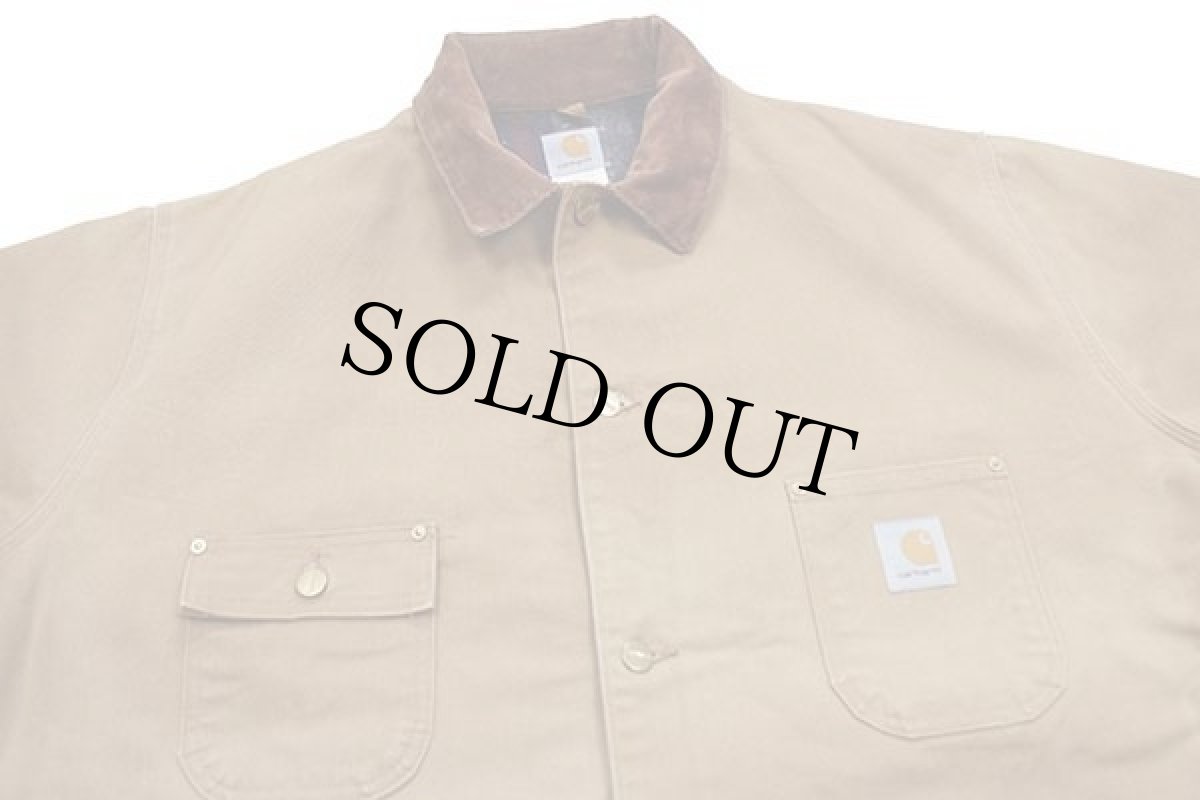 画像3: 00s USA製 carharttカーハート ブランケットライナー ダック地 チョアコート カバーオール 茶 フェード 56★特大 (3)