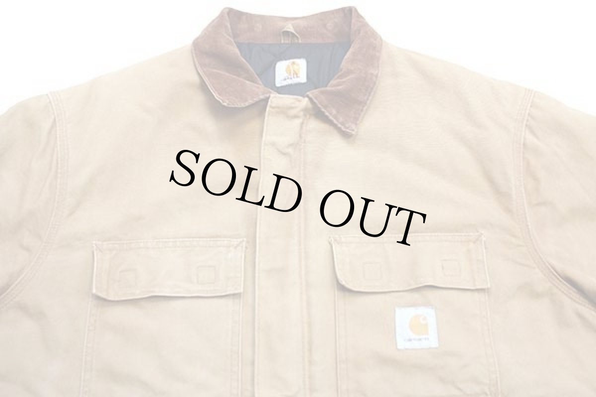 画像3: carharttカーハート キルティングライナー ダック地 トラディショナルコート 茶★特大 (3)