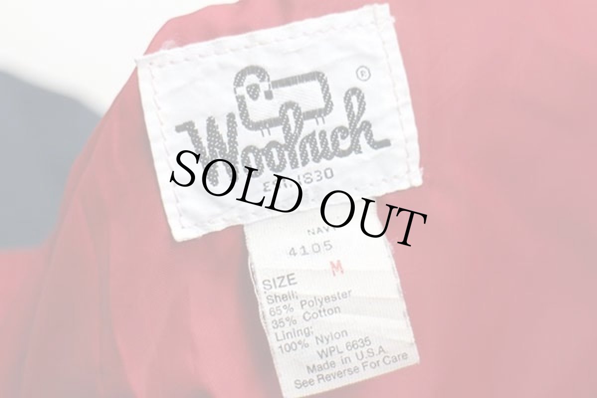 画像4: 70s USA製 Woolrichウールリッチ ツートン 切り替え スタンドカラー ジャケット 紺×赤 M (4)