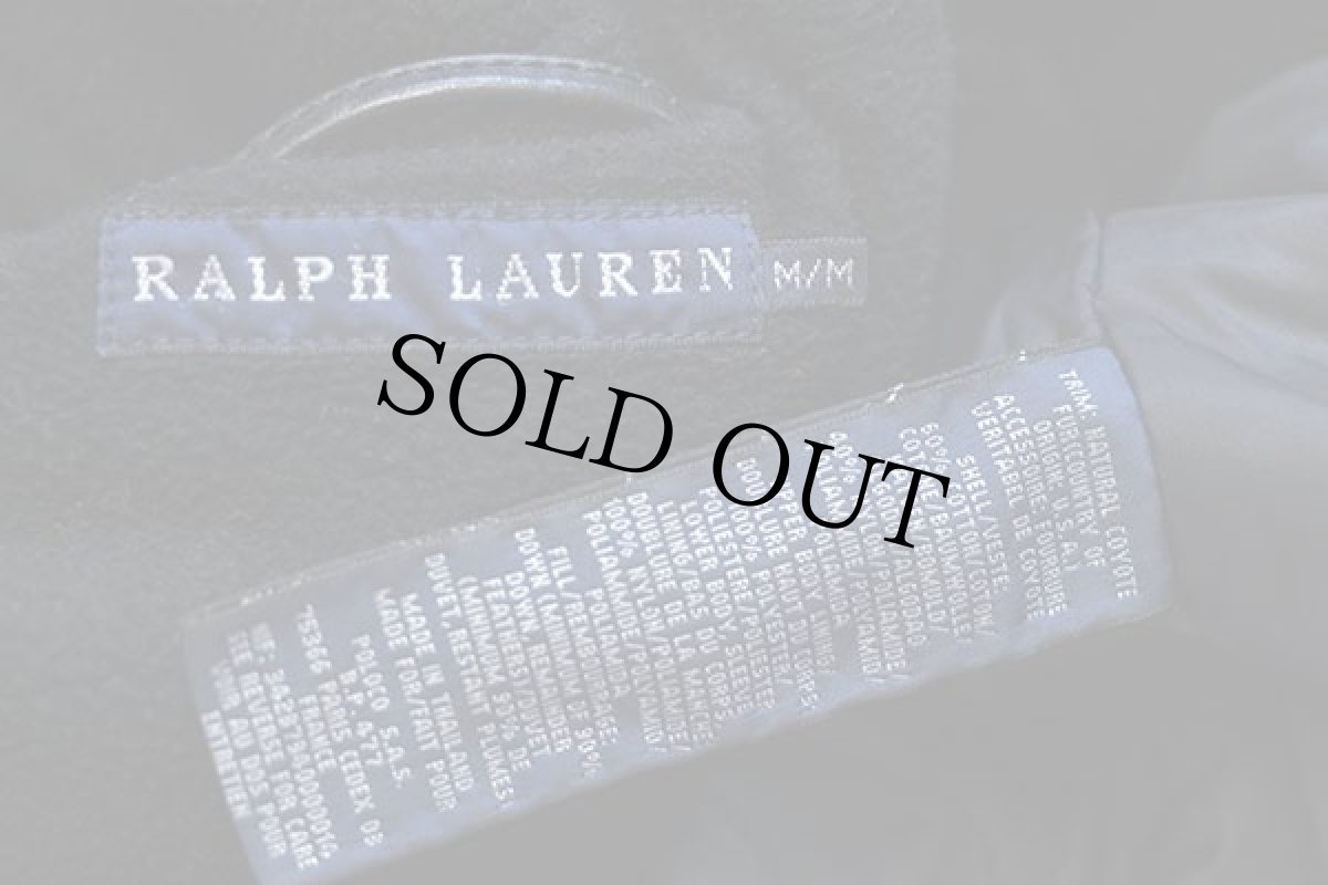 画像4: ラルフローレン N-3Bタイプ コヨーテファー フリースライナー ロング ダウンコート 黒 M (4)