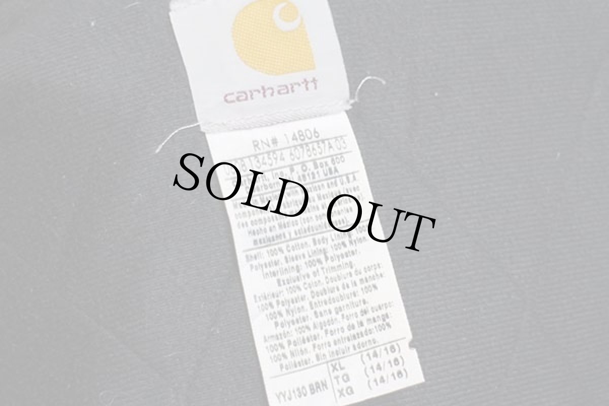 画像4: 00s メキシコ製 carharttカーハート キルティングライナー ダック地 アクティブジャケット パーカー 茶 ボーイズXL (4)