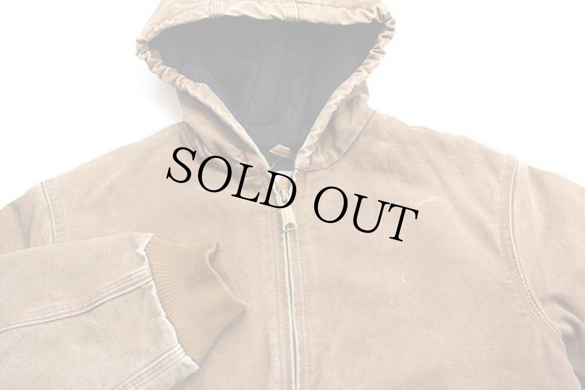 画像3: 00s メキシコ製 carharttカーハート キルティングライナー ダック地 アクティブジャケット パーカー 茶 ボーイズXL (3)