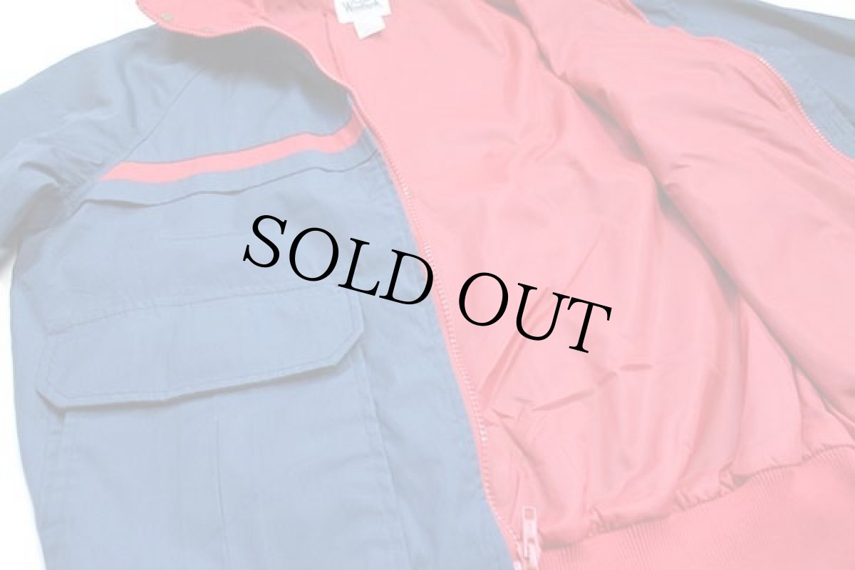 画像5: 70s USA製 Woolrichウールリッチ ツートン 切り替え スタンドカラー ジャケット 紺×赤 M (5)