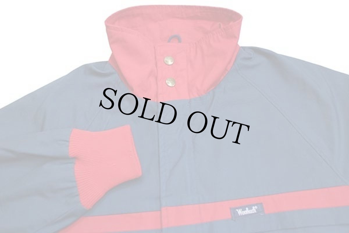 画像3: 70s USA製 Woolrichウールリッチ ツートン 切り替え スタンドカラー ジャケット 紺×赤 M (3)