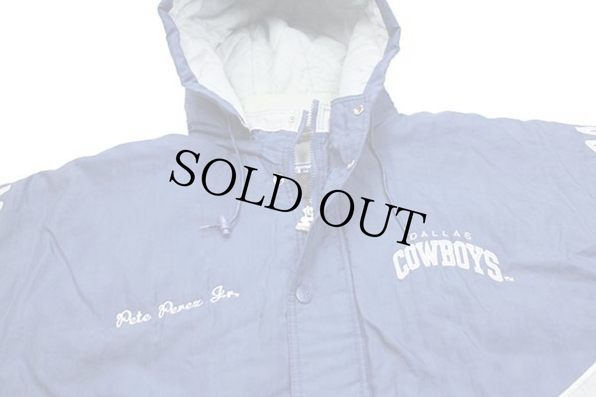 画像3: 90s STARTERスターター NFL DALLAS COWBOYS 刺繍&レタードパッチ付き キルティングライナー ナイロンパーカー 紺 XXXXL★特大 (3)