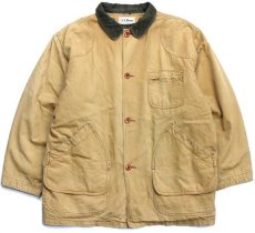 画像1: 90s L.L.Bean チェック PRIMALOFTプリマロフト 中綿入りライナー付き ダック地 フィールドコート 茶 XL★ジャケット (1)