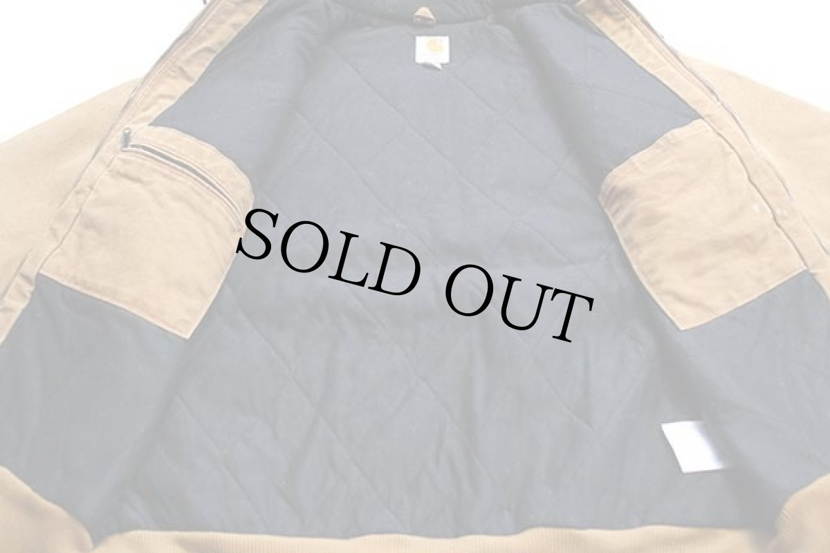 画像5: メキシコ製 carharttカーハート キルティングライナー ダック地 アクティブジャケット パーカー 茶 W-S (5)