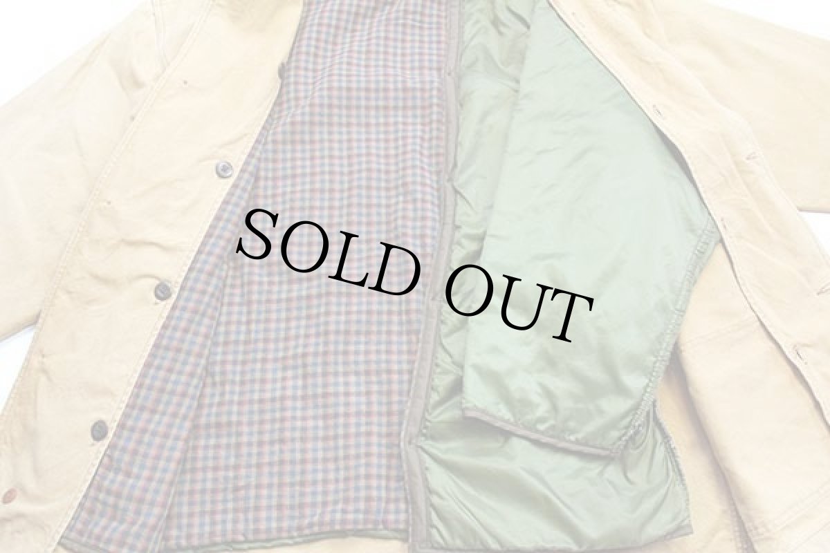 画像5: 90s L.L.Bean チェック PRIMALOFTプリマロフト 中綿入りライナー付き ダック地 フィールドコート 茶 XL★ジャケット (5)