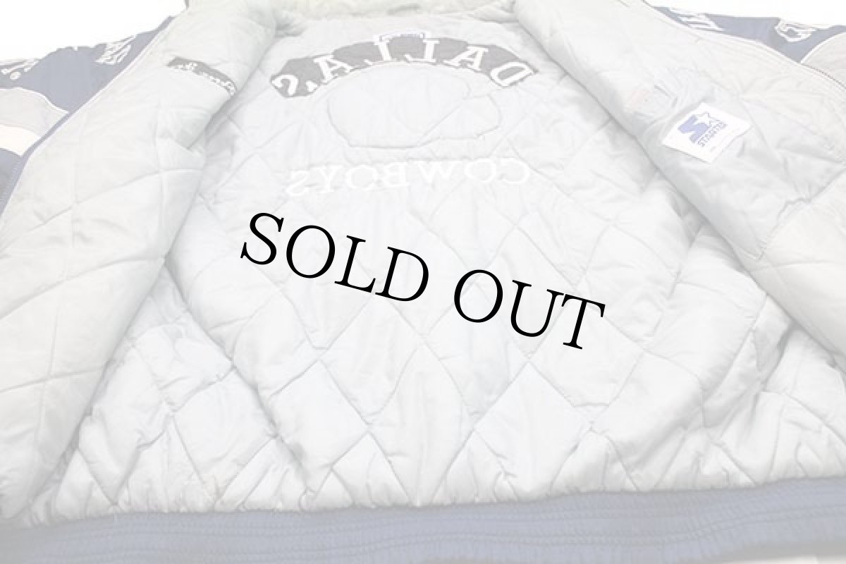 画像4: 90s STARTERスターター NFL DALLAS COWBOYS 刺繍&レタードパッチ付き キルティングライナー ナイロンパーカー 紺 XXXXL★特大 (4)