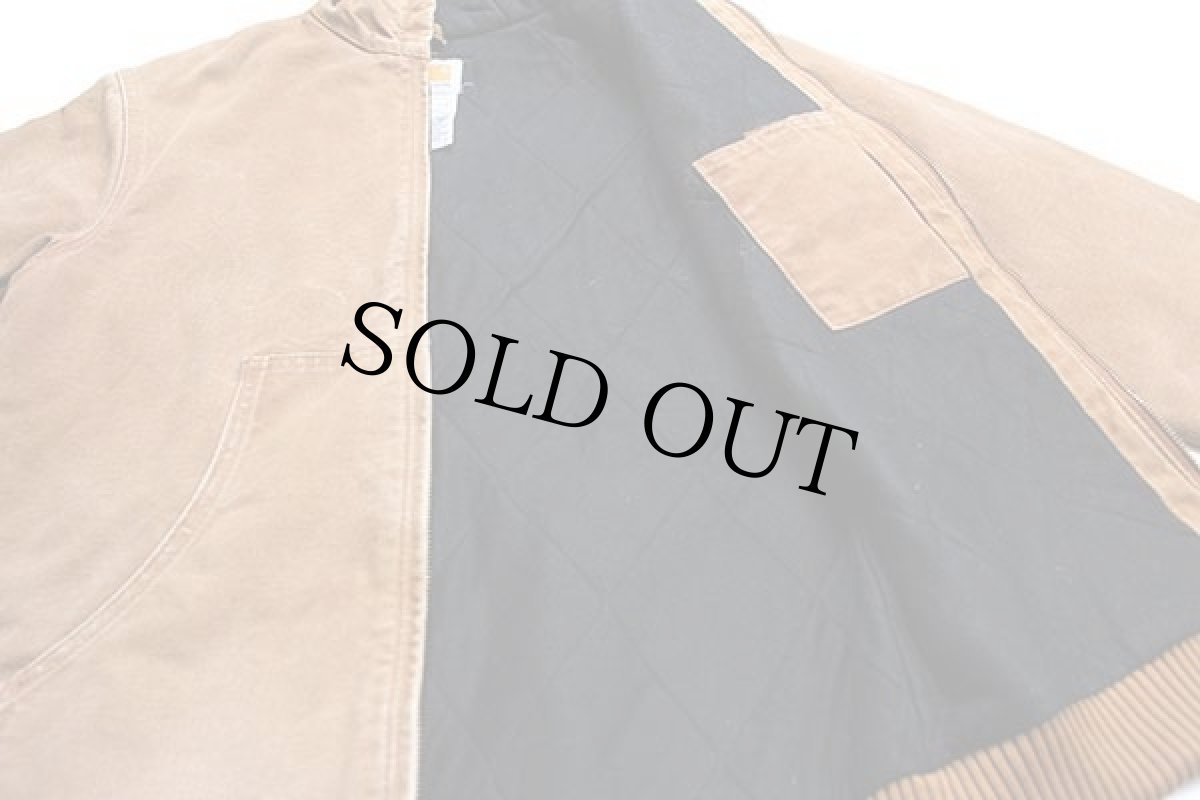 画像5: 00s メキシコ製 carharttカーハート キルティングライナー ダック地 アクティブジャケット パーカー 茶 ボーイズXL (5)