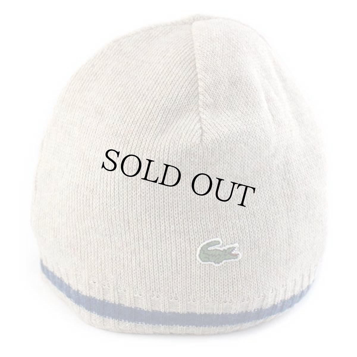 画像2: LACOSTEラコステ ワンポイント リバーシブル ビーニー ニットキャップ ベージュ×ブルー (2)